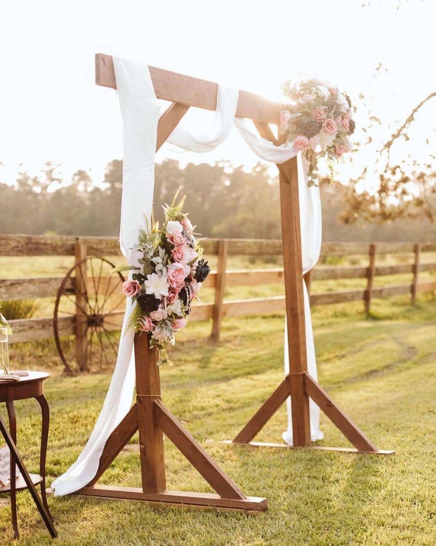 outdoor wedding ceremony at the barn at th farms